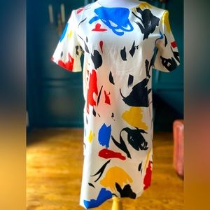 Multicolor Paint Splatter Print Shift Dress (NWOT)
